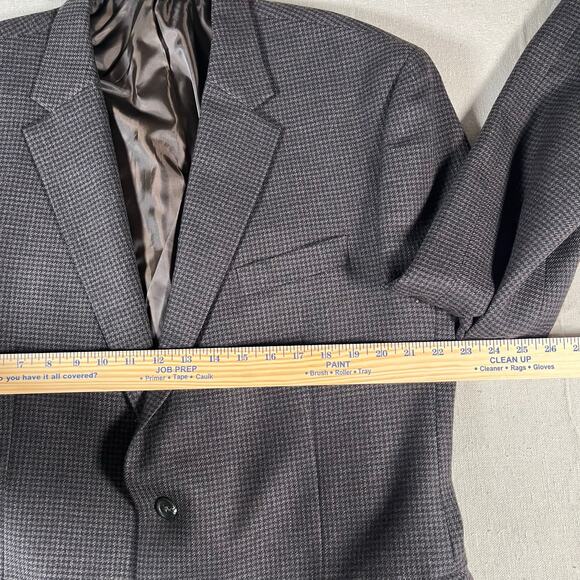 Lauren Ralph Lauren Mens Sports Coat 48R Wool Houndstooth Black Brown Academia - Picture 6 of 11